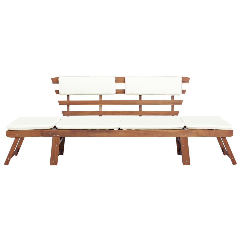 vidaXL Panca da Giardino con Cuscini 2-in-1 190 cm in Massello Acacia