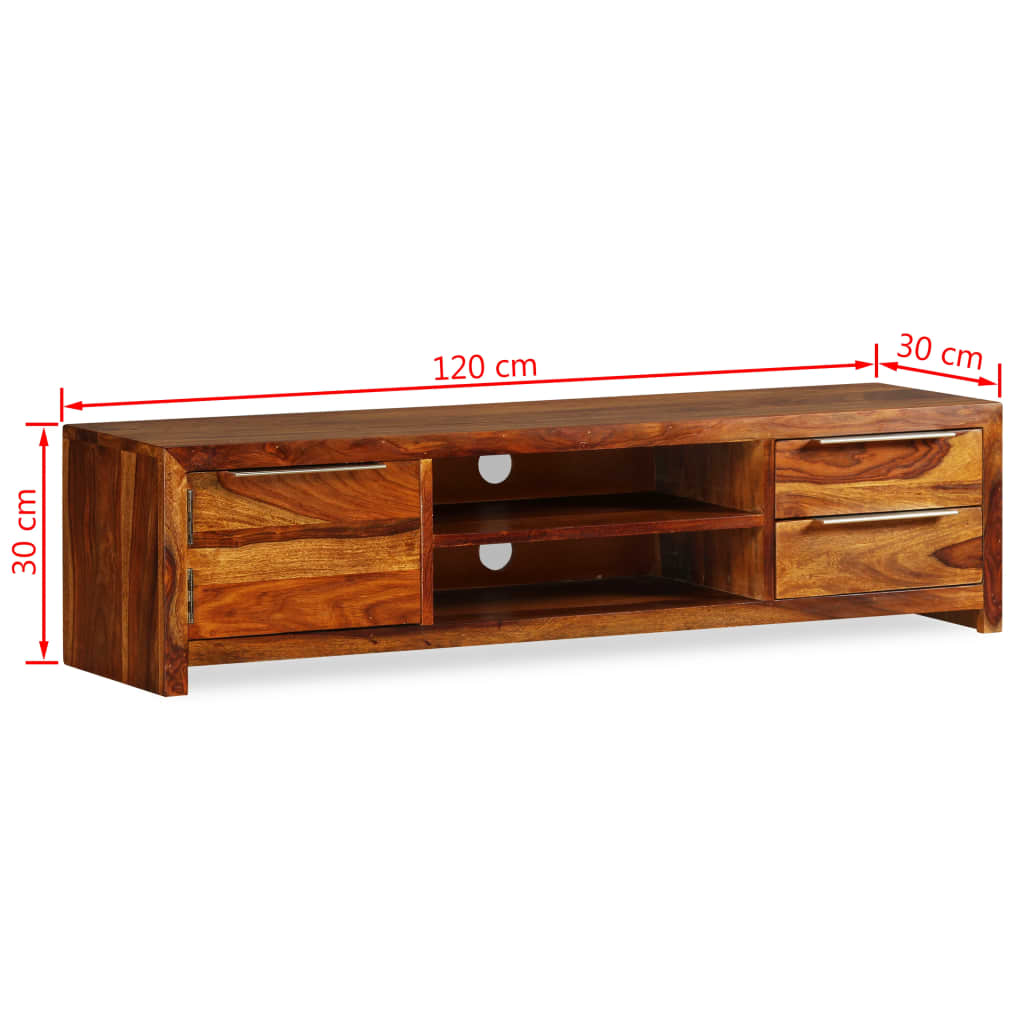 vidaXL Mobile Porta TV Legno Massello di Sheesham 120x30x30 cm