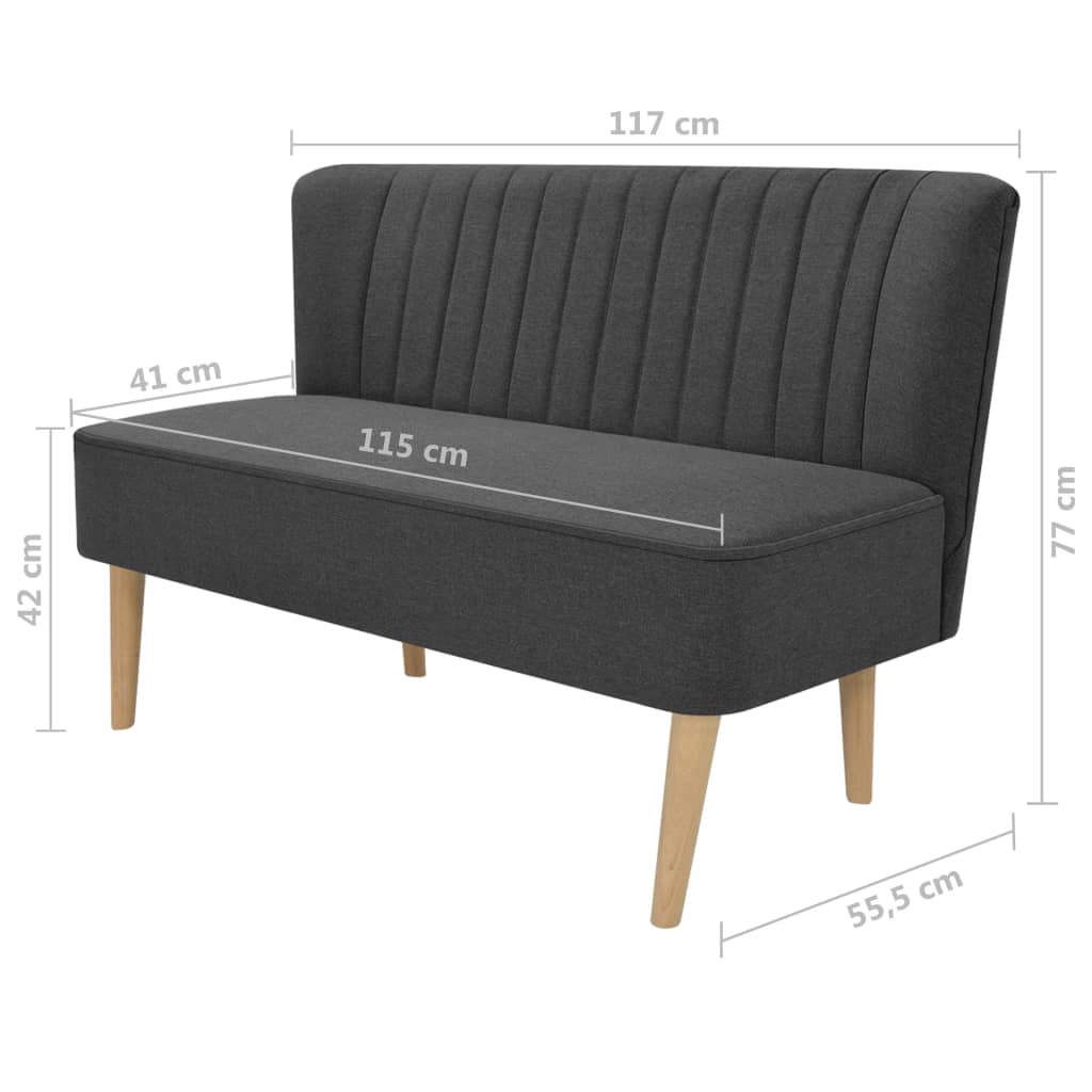 vidaXL Divano in Tessuto 117x55,5x77 cm Grigio Scuro