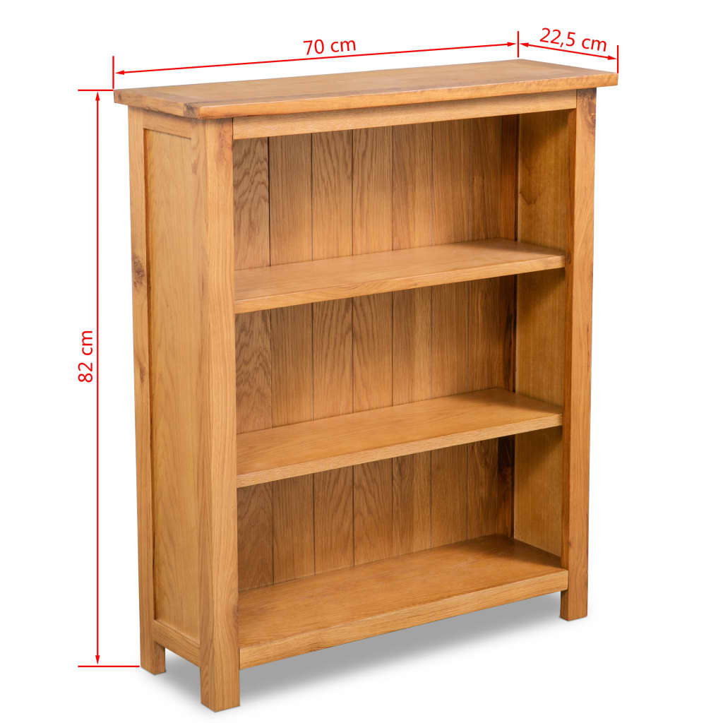 vidaXL Libreria a 3 Ripiani 70x22,5x82 cm in Massello di Rovere