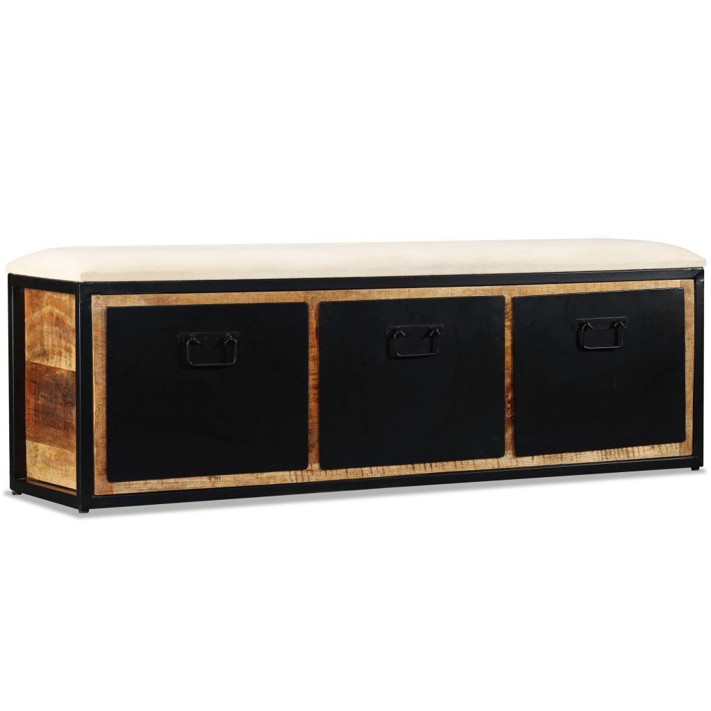 vidaXL Cassapanca con 3 Cassetti Legno di Mango 120x30x40 cm