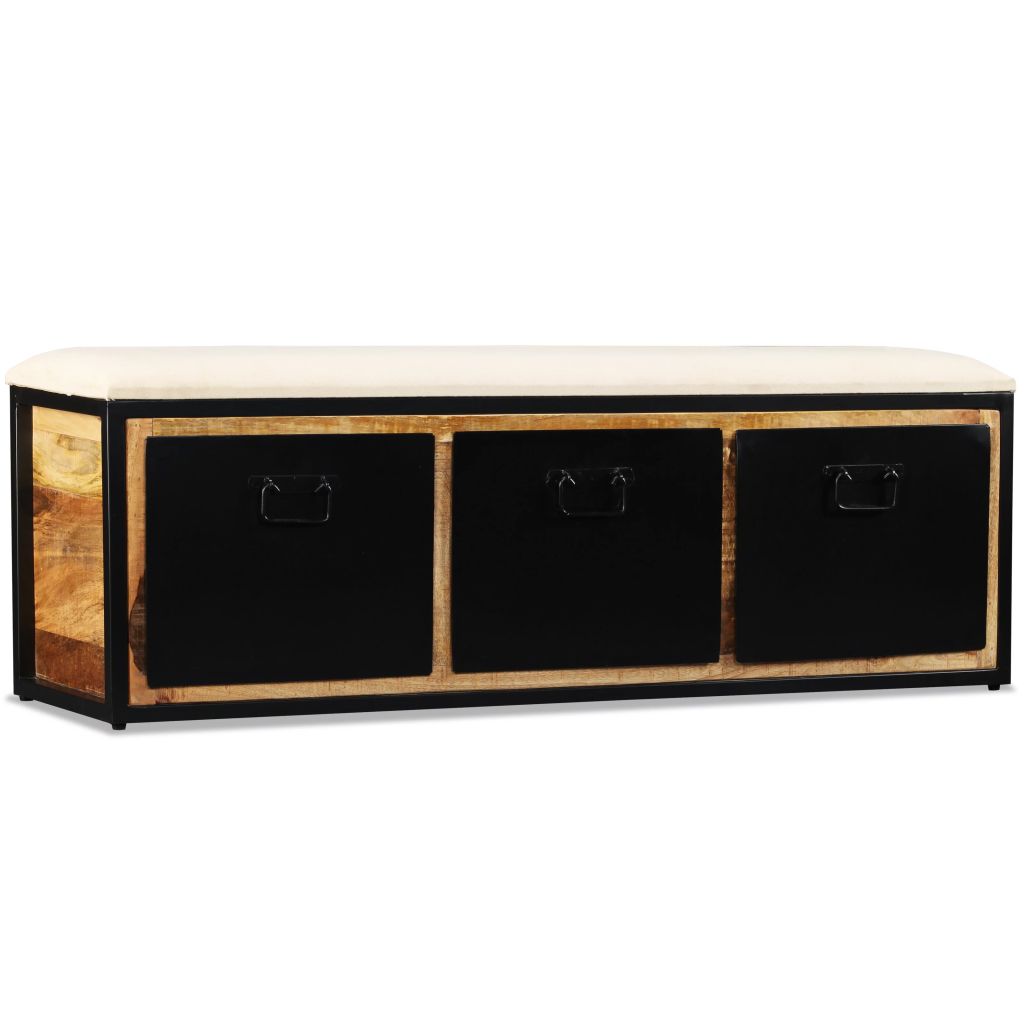 vidaXL Cassapanca con 3 Cassetti Legno di Mango 120x30x40 cm