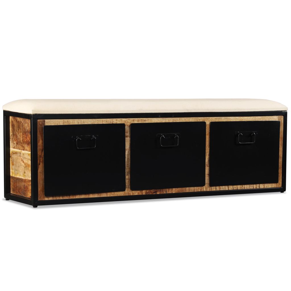 vidaXL Cassapanca con 3 Cassetti Legno di Mango 120x30x40 cm