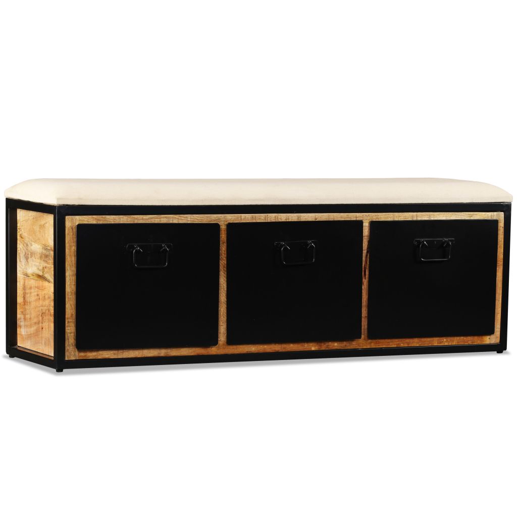 vidaXL Cassapanca con 3 Cassetti Legno di Mango 120x30x40 cm