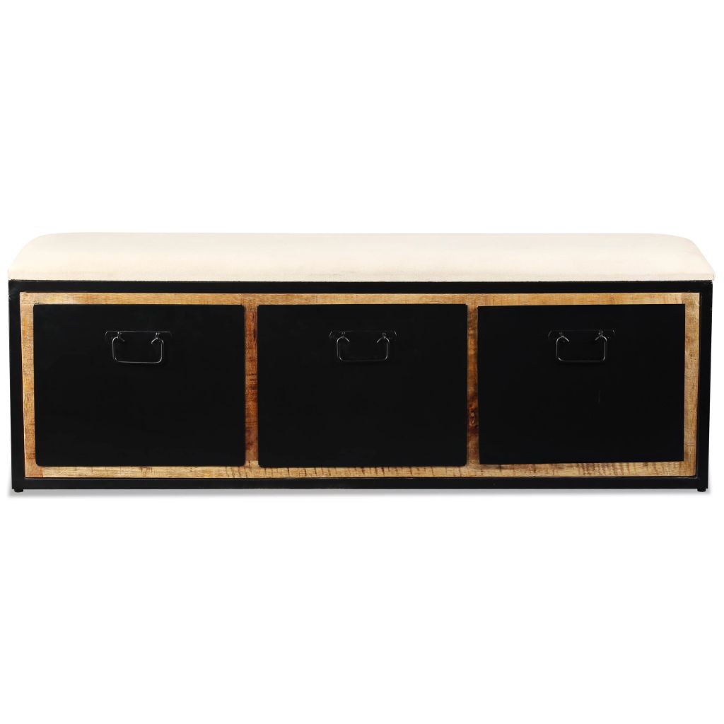 vidaXL Cassapanca con 3 Cassetti Legno di Mango 120x30x40 cm