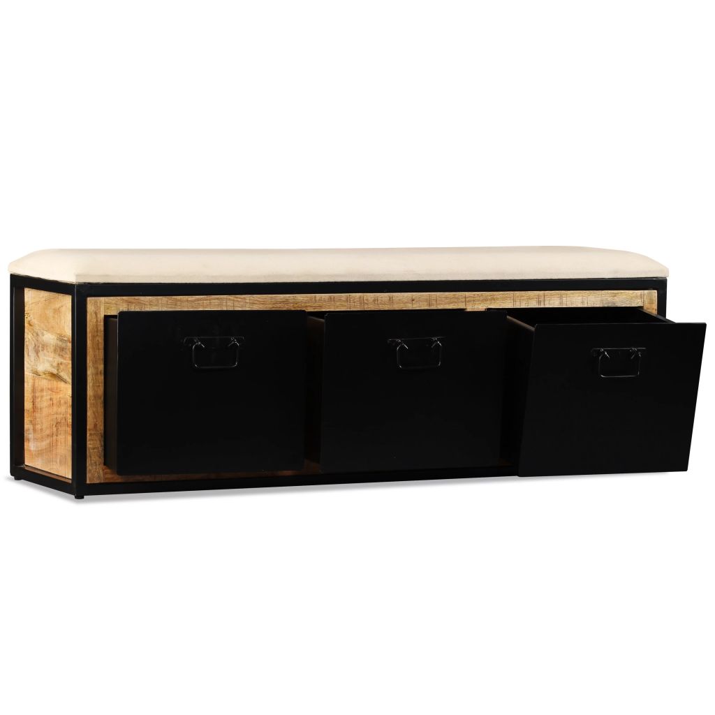 vidaXL Cassapanca con 3 Cassetti Legno di Mango 120x30x40 cm