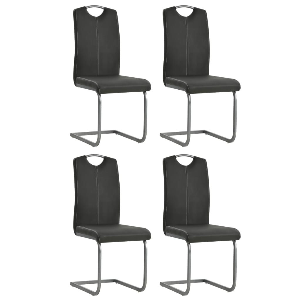 vidaXL Sedie da Pranzo a Sbalzo 4 pz Grigie in Similpelle