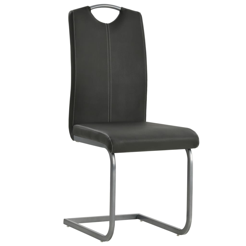 vidaXL Sedie da Pranzo a Sbalzo 4 pz Grigie in Similpelle