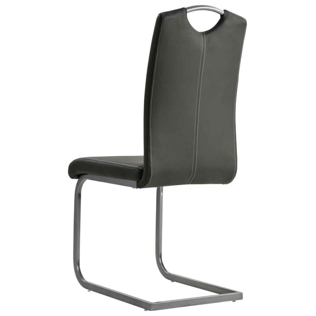 vidaXL Sedie da Pranzo a Sbalzo 4 pz Grigie in Similpelle