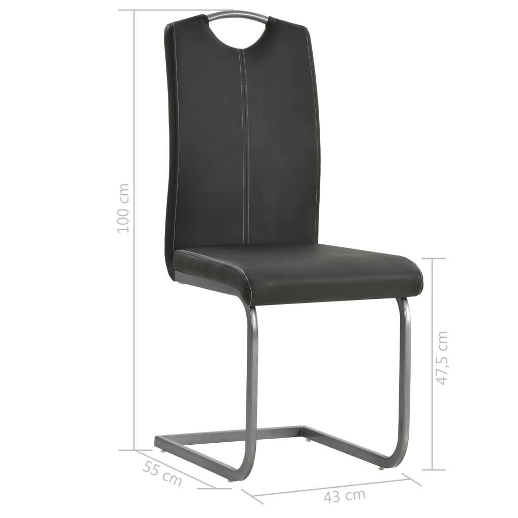 vidaXL Sedie da Pranzo a Sbalzo 4 pz Grigie in Similpelle