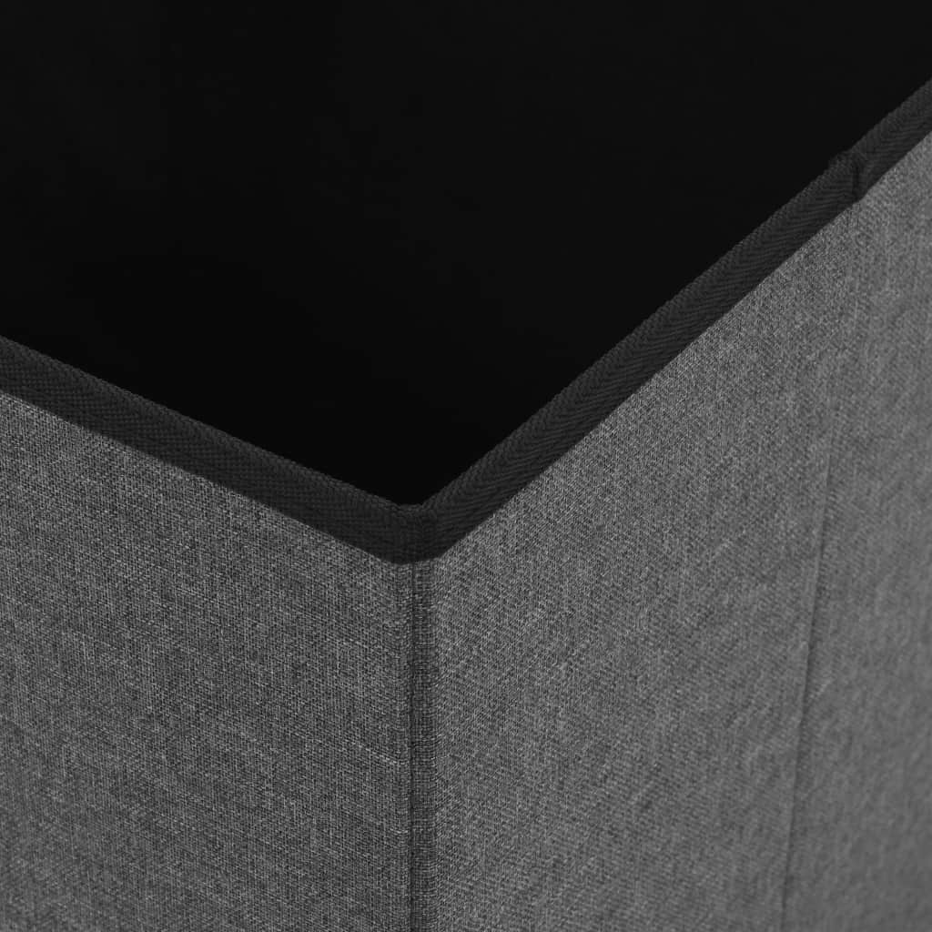 vidaXL Pouf Pieghevoli con Contenitore 2pz Grigio Scuro in Simil Lino