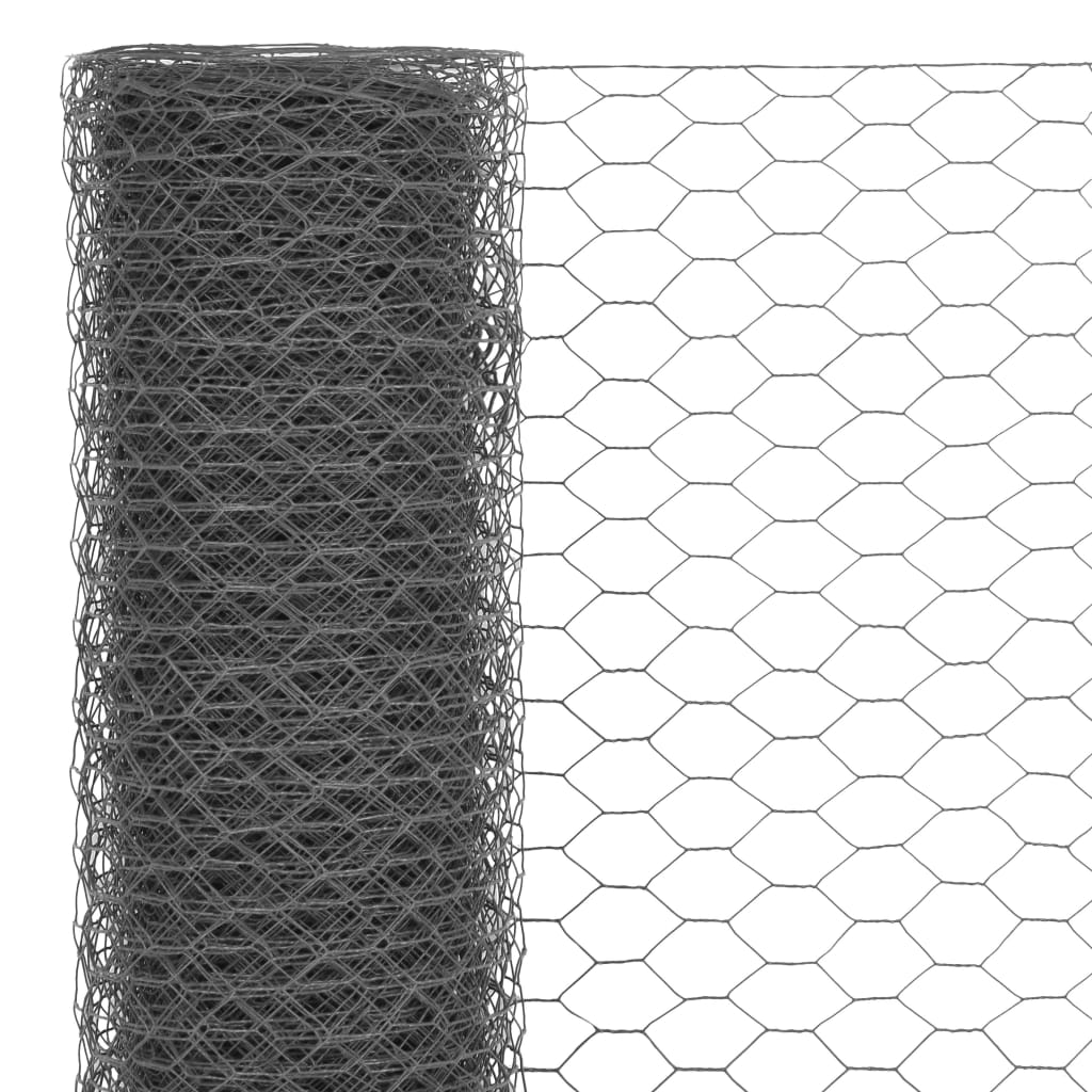 vidaXL Recinzione in Rete per Pollaio in Acciaio e PVC 25x1 m Grigia
