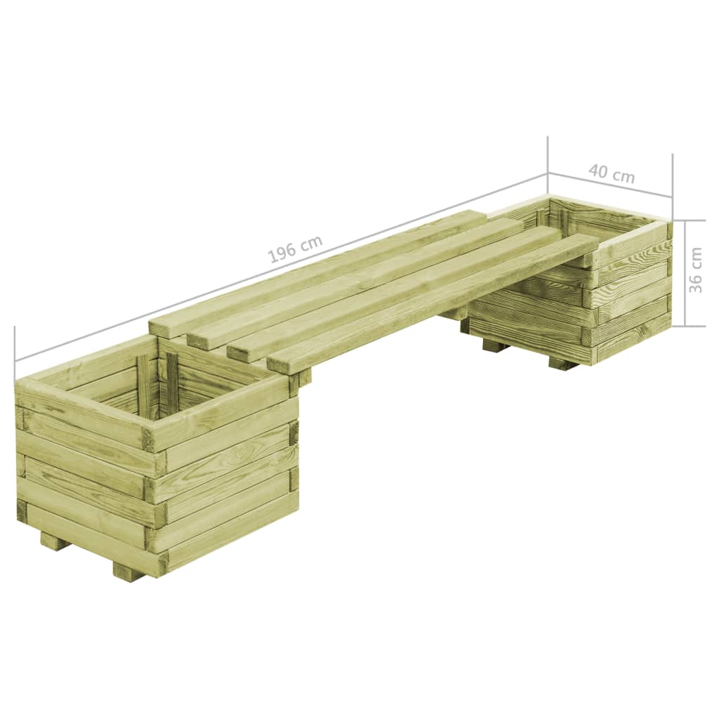 vidaXL Fioriera da Giardino con Panca in Legno di Pino Impregnato