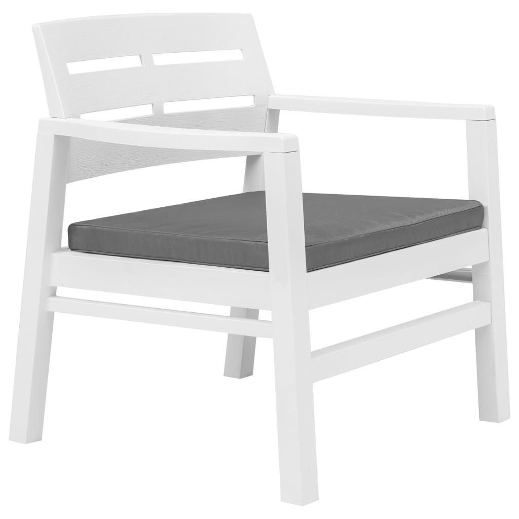 vidaXL Set Salotto da Giardino 3 pz in Plastica Bianco