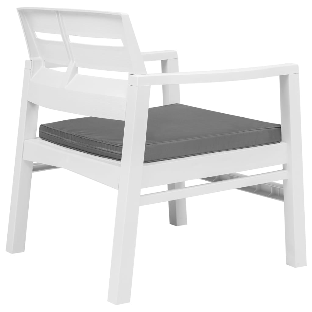 vidaXL Set Salotto da Giardino 3 pz in Plastica Bianco