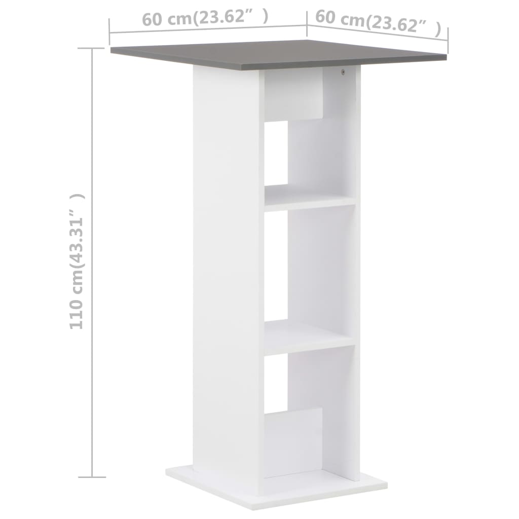 vidaXL Tavolo da Bar Bianco e Grigio Antracite 60x60x110 cm