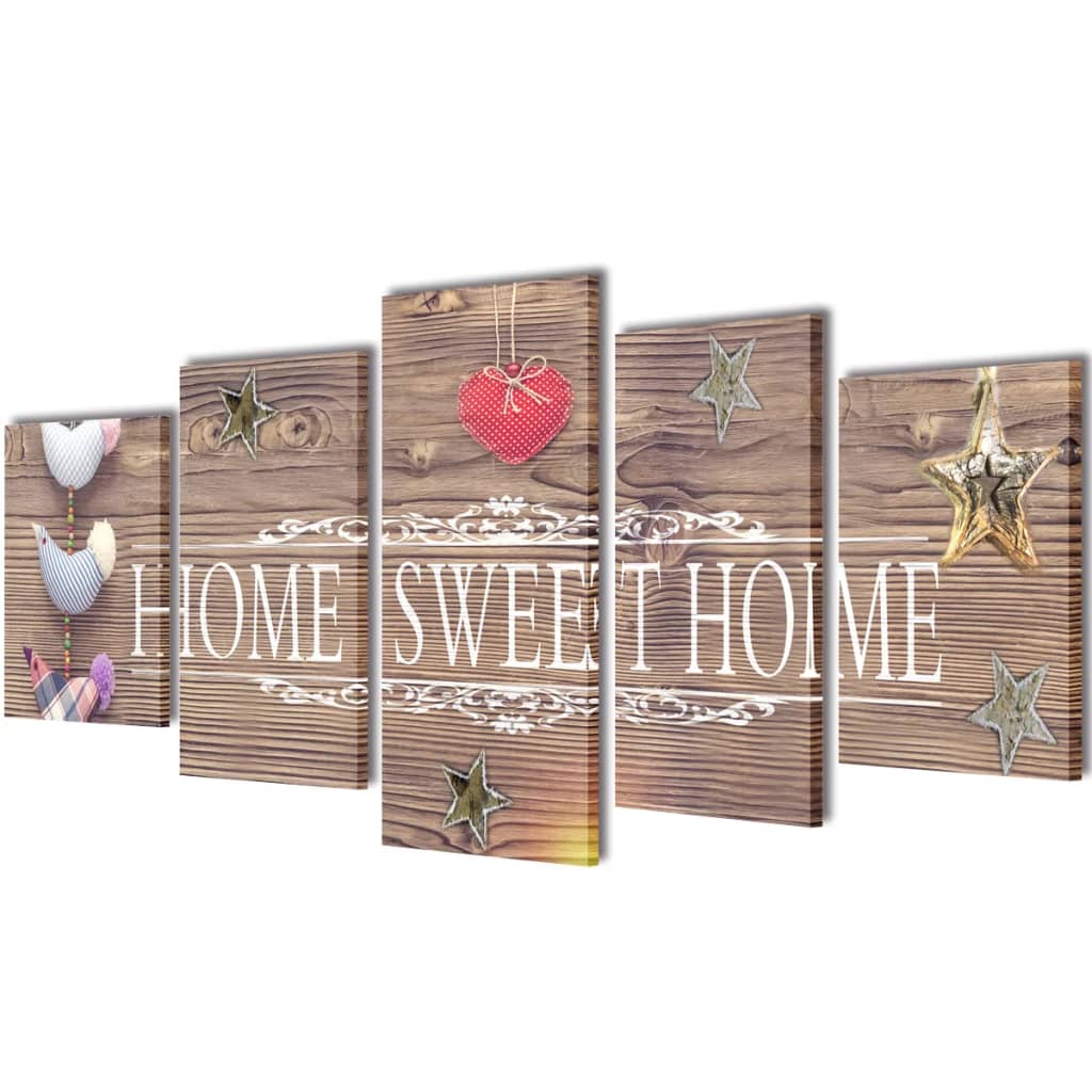 vidaXL Set Stampa su Tela da Muro Home Sweet Home 200 x 100 cm VIDAXL