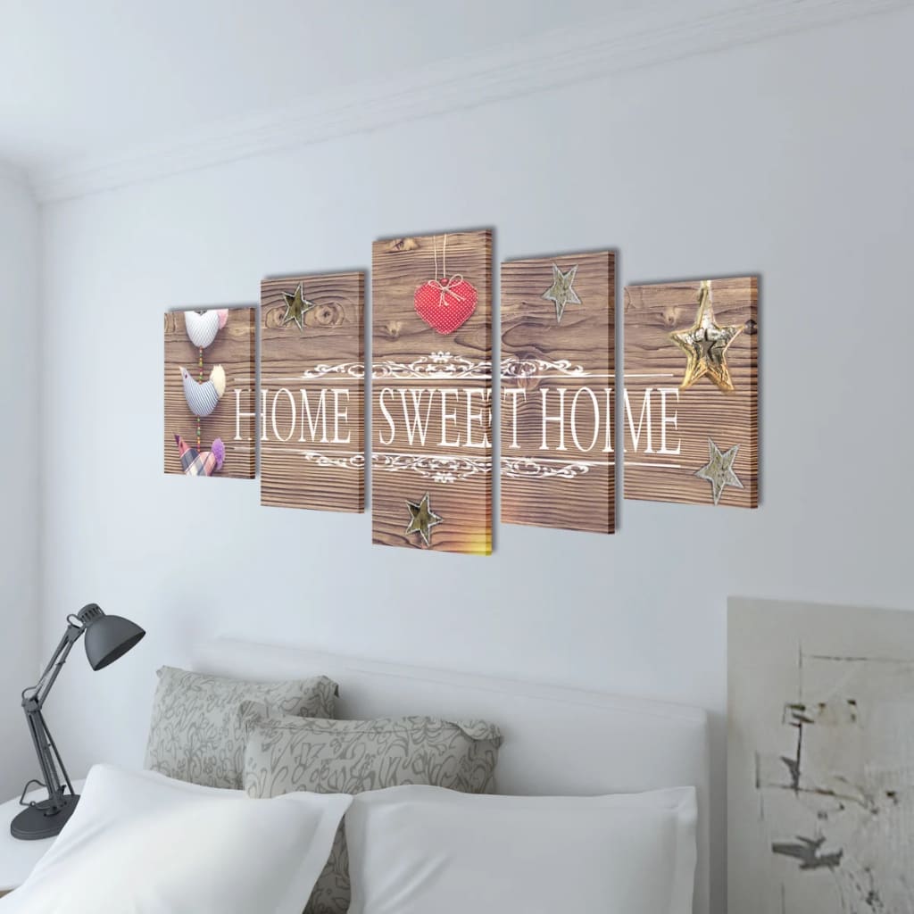 vidaXL Set Stampa su Tela da Muro Home Sweet Home 200 x 100 cm VIDAXL