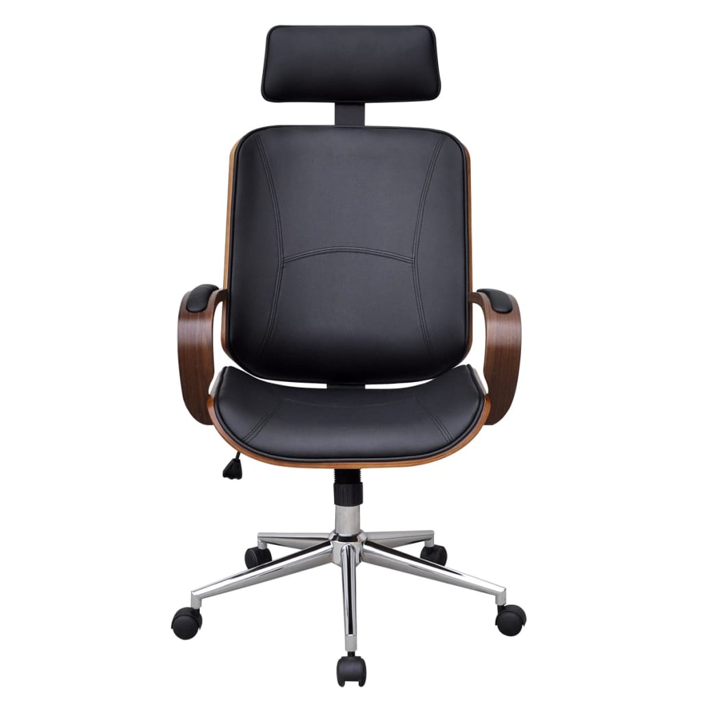 vidaXL Sedia da Ufficio Girevole in Legno Similpelle con Poggiatesta