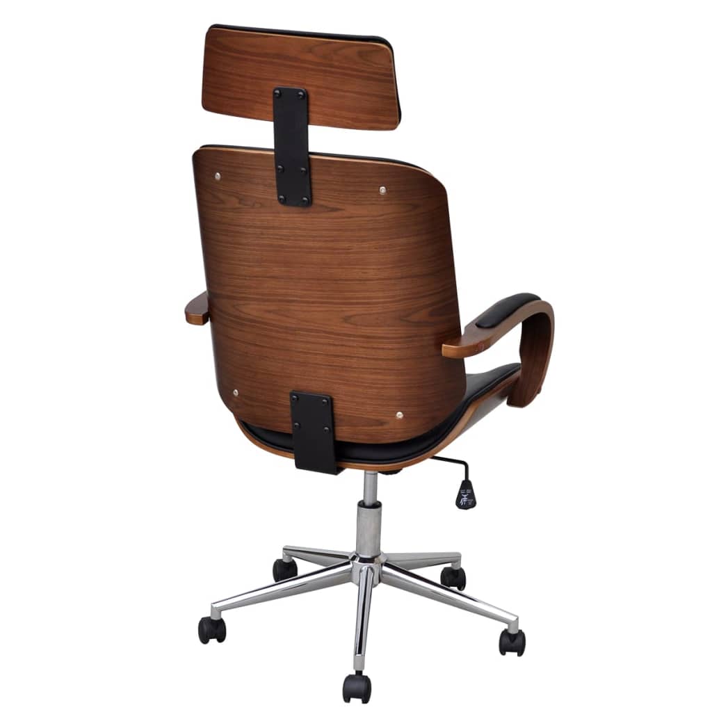 vidaXL Sedia da Ufficio Girevole in Legno Similpelle con Poggiatesta