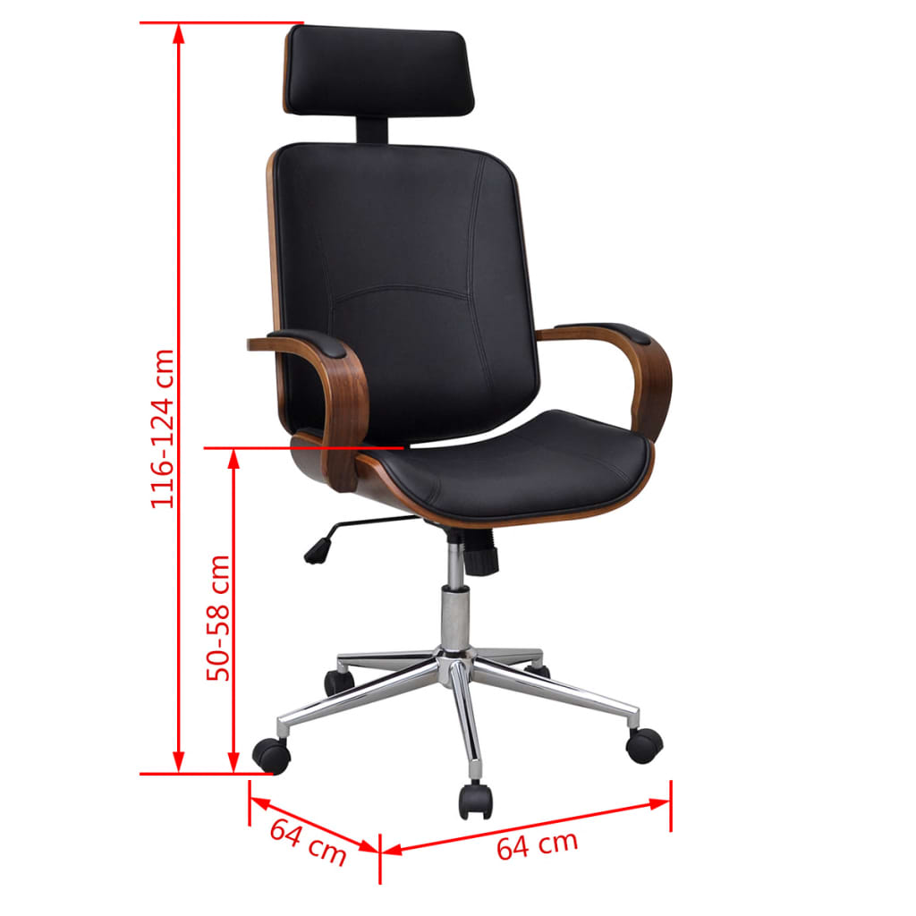 vidaXL Sedia da Ufficio Girevole in Legno Similpelle con Poggiatesta