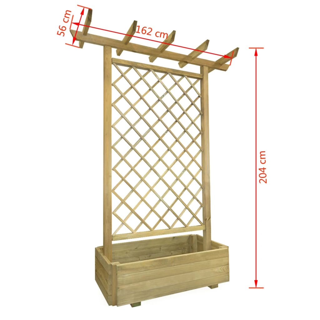vidaXL Fioriera con Pergolato da Giardino 162x56x204 cm in Legno