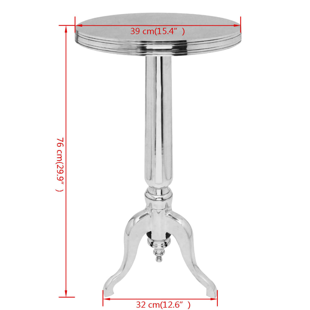 vidaXL Tavolino da Salotto Rotondo in Alluminio Argentato