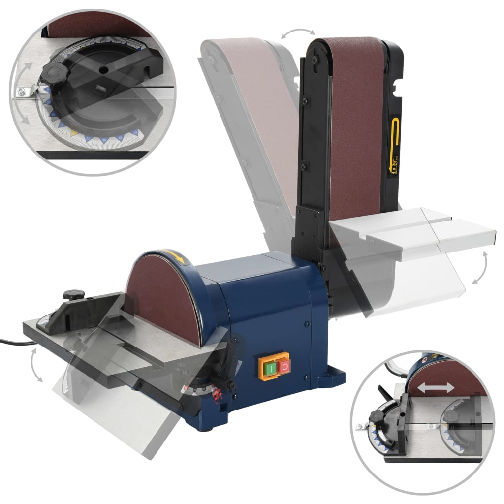 vidaXL Levigatrice a Nastro e a Disco Elettrica 500 W 200 mm