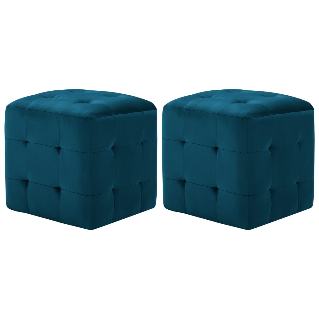 vidaXL Comodini 2 pz Blu 30x30x30 cm in Tessuto Vellutato