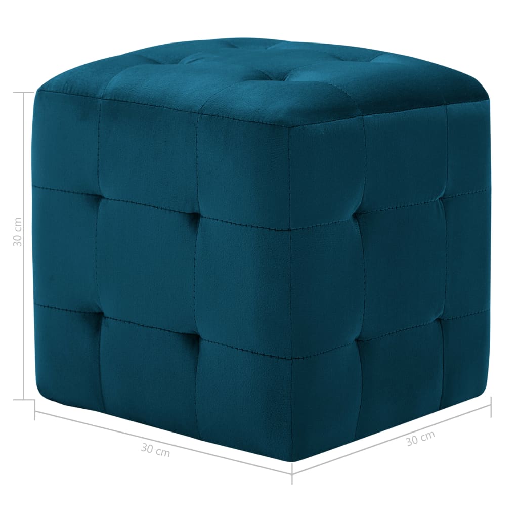 vidaXL Comodini 2 pz Blu 30x30x30 cm in Tessuto Vellutato