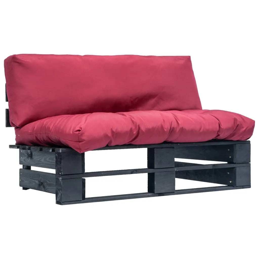 vidaXL Divano da Giardino a Pallet e Cuscini Rossi Legno di Pino VIDAXL