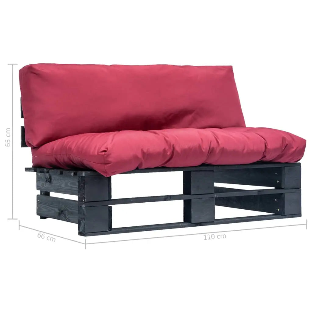 vidaXL Divano da Giardino a Pallet e Cuscini Rossi Legno di Pino VIDAXL