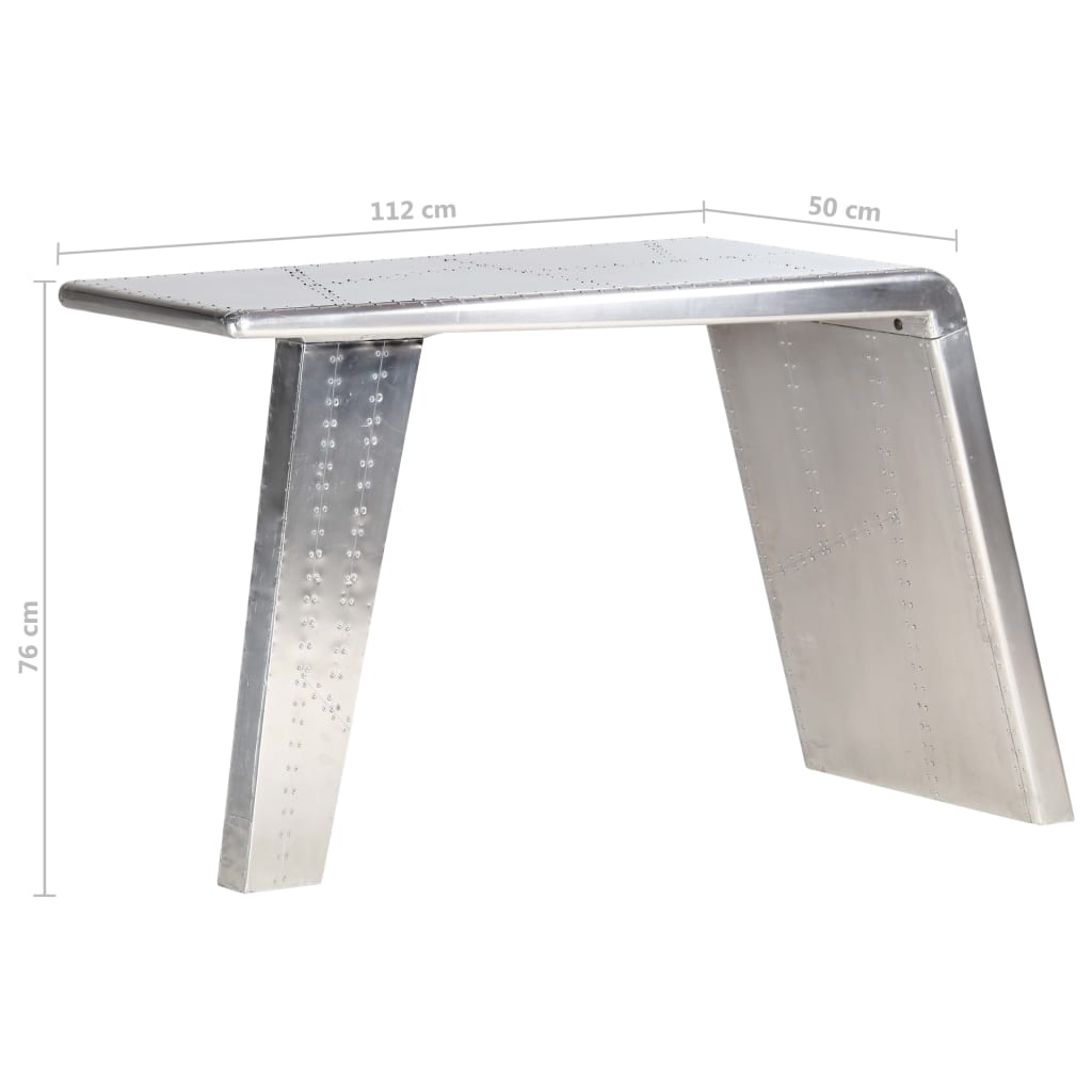 vidaXL Scrivania Aviator Argento 112x50x76 cm Metallo