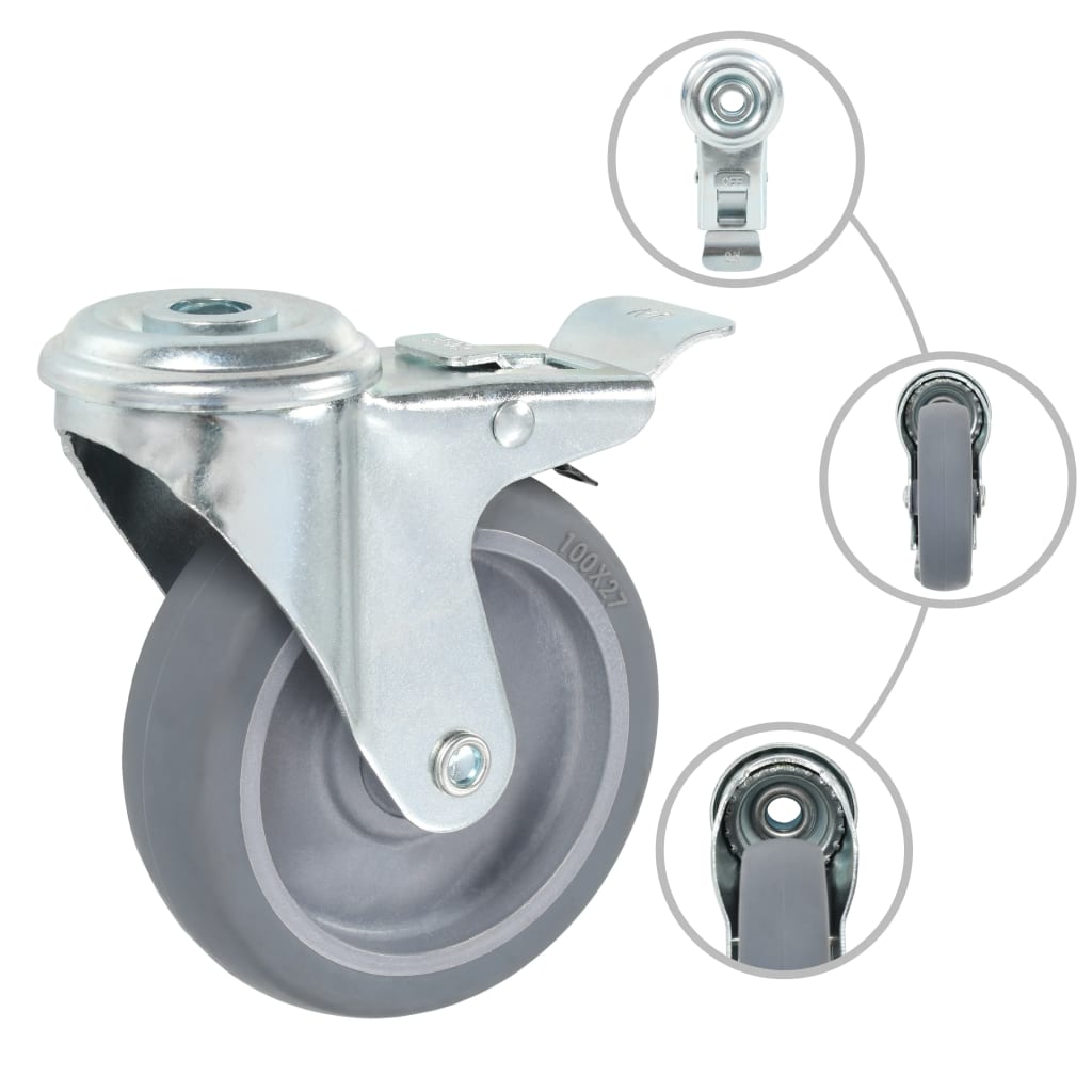 vidaXL Ruote Girevoli con Foro per Bulloni 32 pz 100 mm
