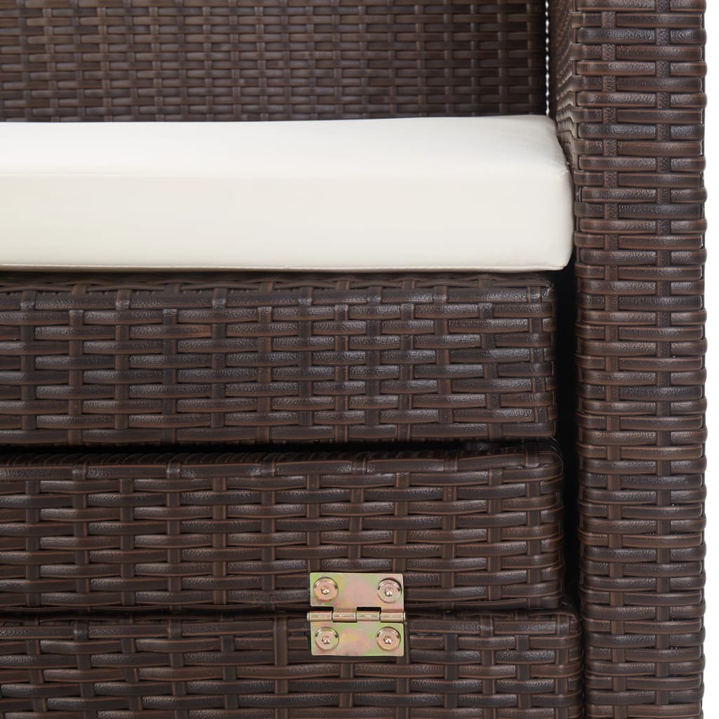 vidaXL Divano Letto a 3 Posti Estendibile con Tetto Polyrattan Marrone
