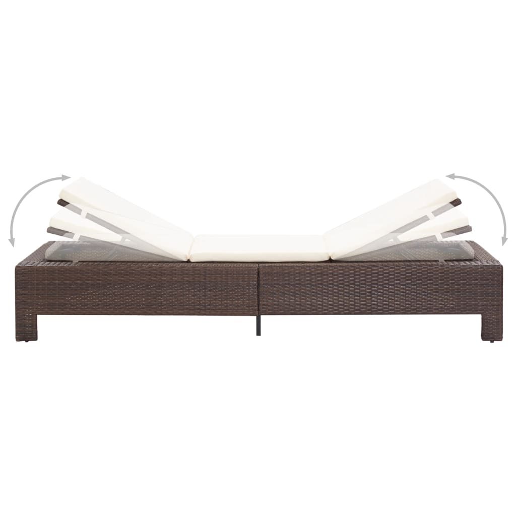 vidaXL Lettino Prendisole con Cuscino Marrone in Polyrattan