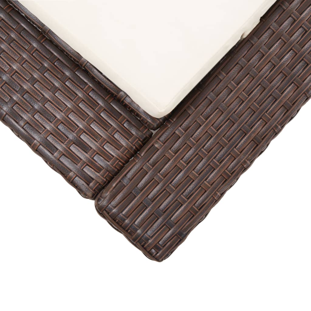 vidaXL Lettino Prendisole con Cuscino Marrone in Polyrattan
