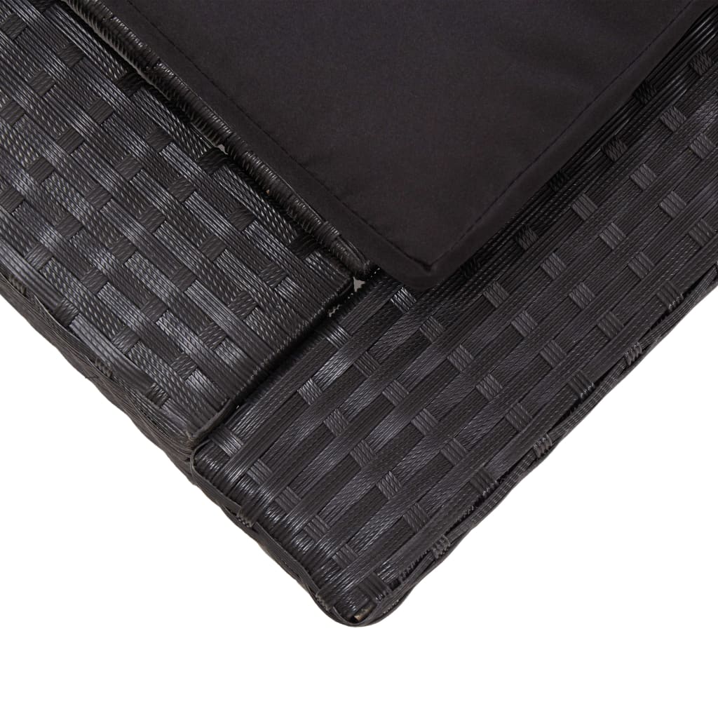 vidaXL Lettino Prendisole con Cuscino Nero in Polyrattan