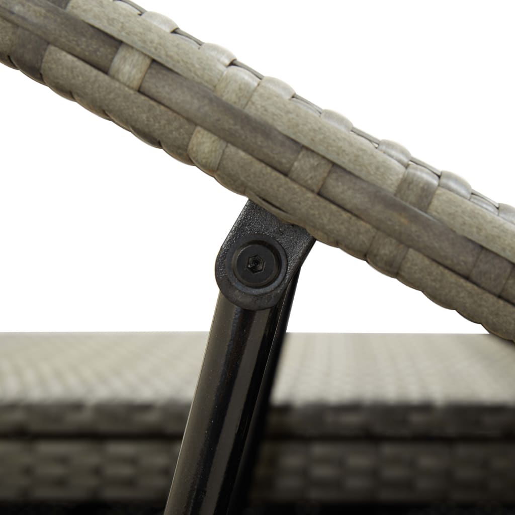 vidaXL Lettino Prendisole a 2 Posti con Cuscino in Polyrattan Grigio