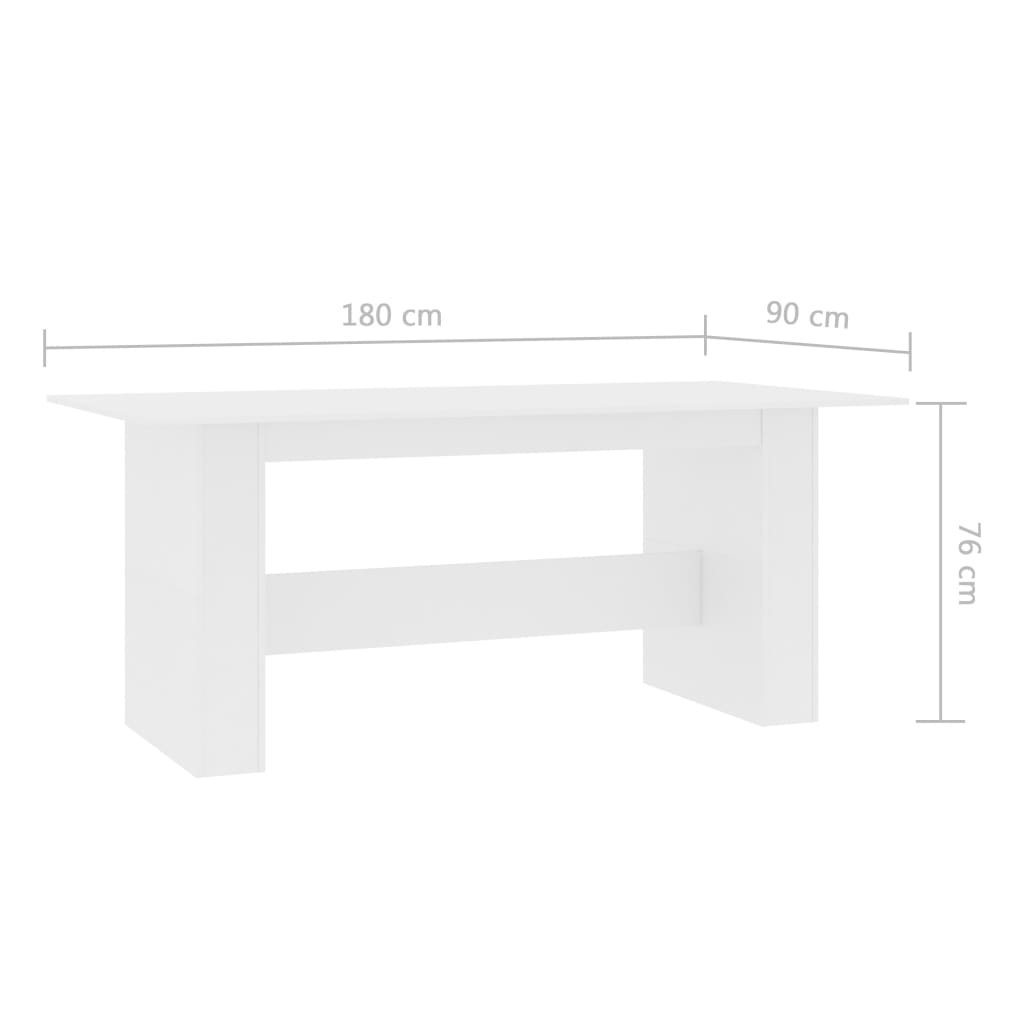 vidaXL Tavolo da Pranzo Bianco 180x90x76 cm in Legno Multistrato