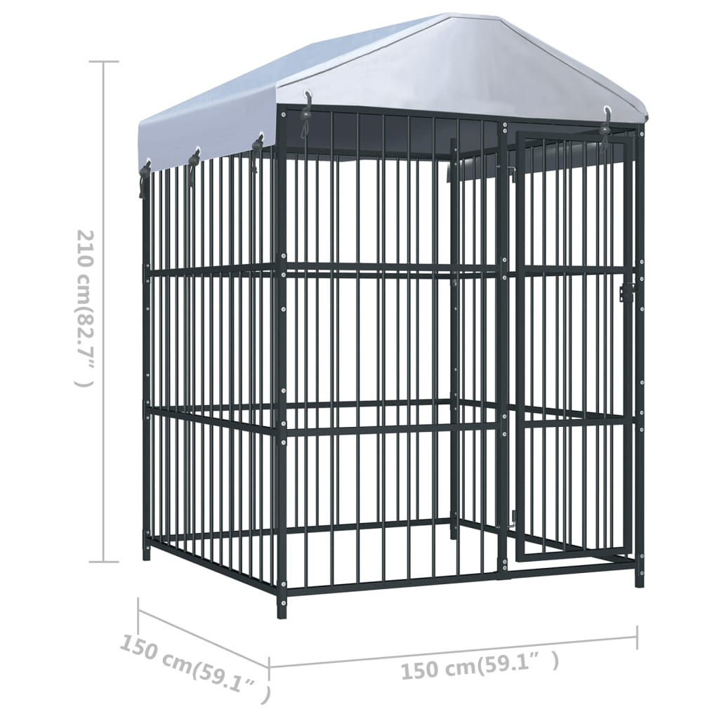vidaXL Canile da Esterno con Tetto 150x150x210 cm