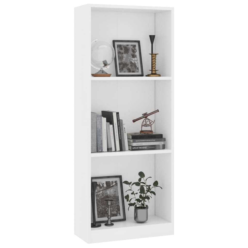 vidaXL Libreria a 3 Ripiani Bianca 40x24x109 cm in Legno Multistrato