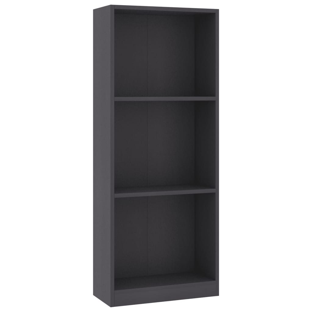 vidaXL Libreria a 3 Ripiani Grigia 40x24x109 cm in Legno Multistrato VIDAXL