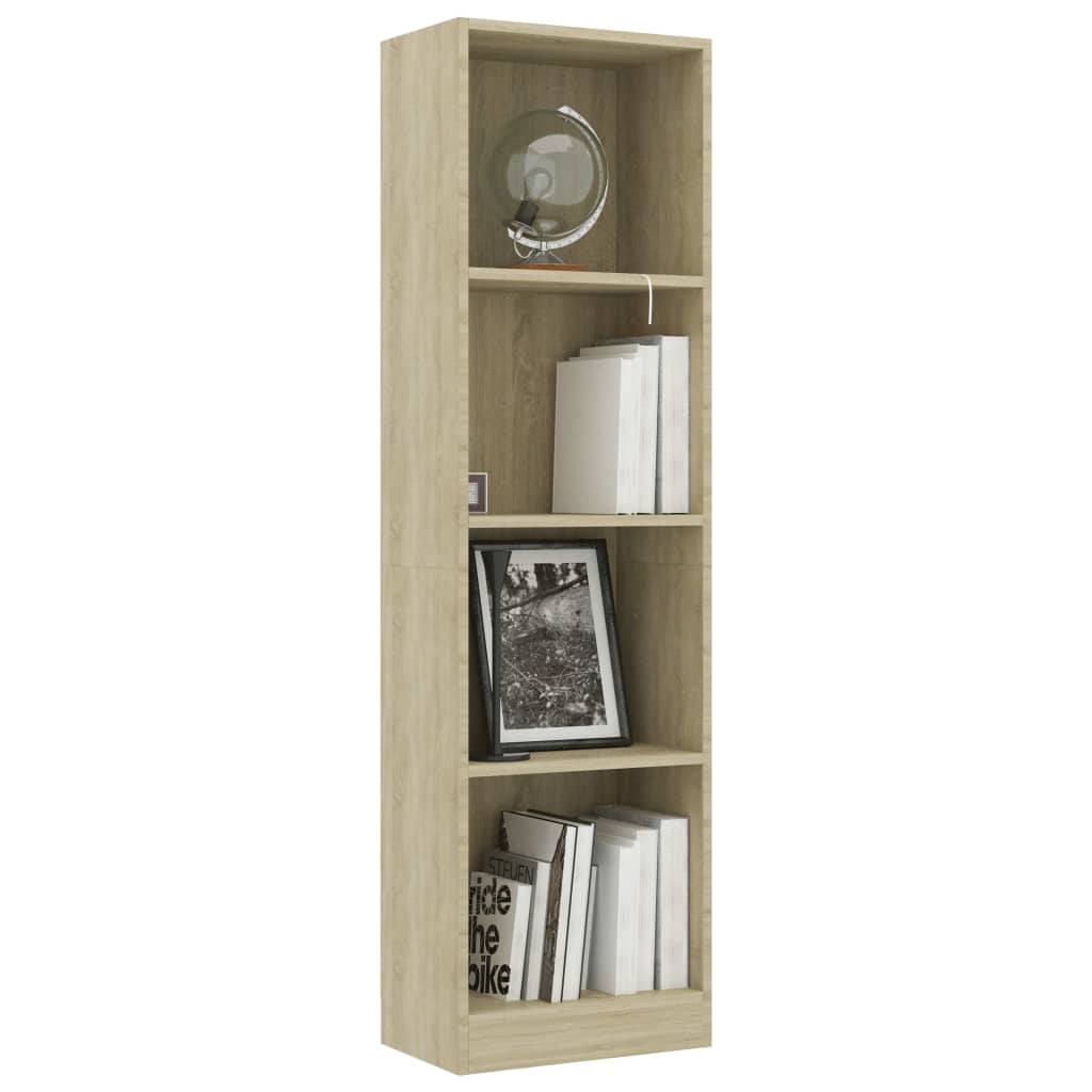 vidaXL Libreria 4 Ripiani Rovere Sonoma 40x24x142 cm Legno Multistrato