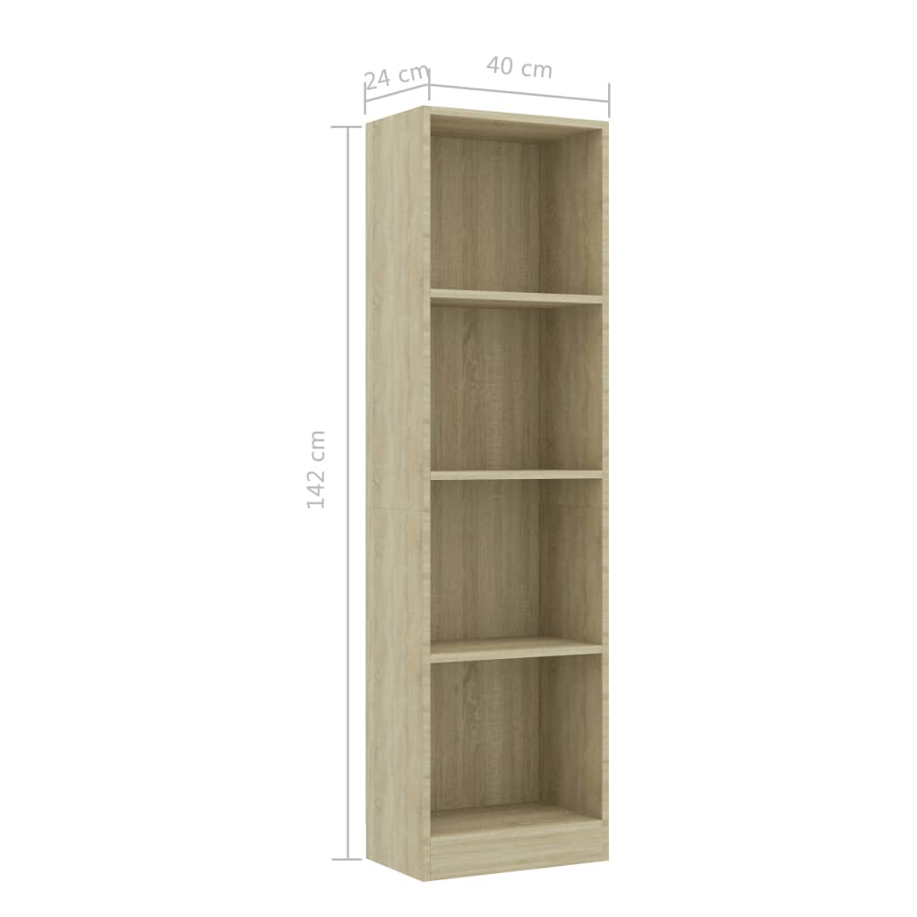 vidaXL Libreria 4 Ripiani Rovere Sonoma 40x24x142 cm Legno Multistrato