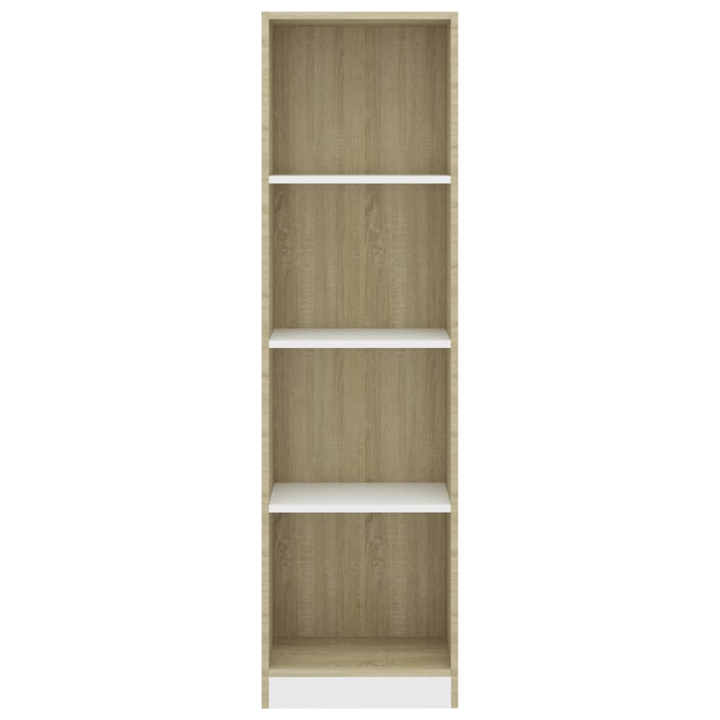 vidaXL Libreria a 4 Ripiani Bianco e Sonoma 40x24x142cm in Multistrato