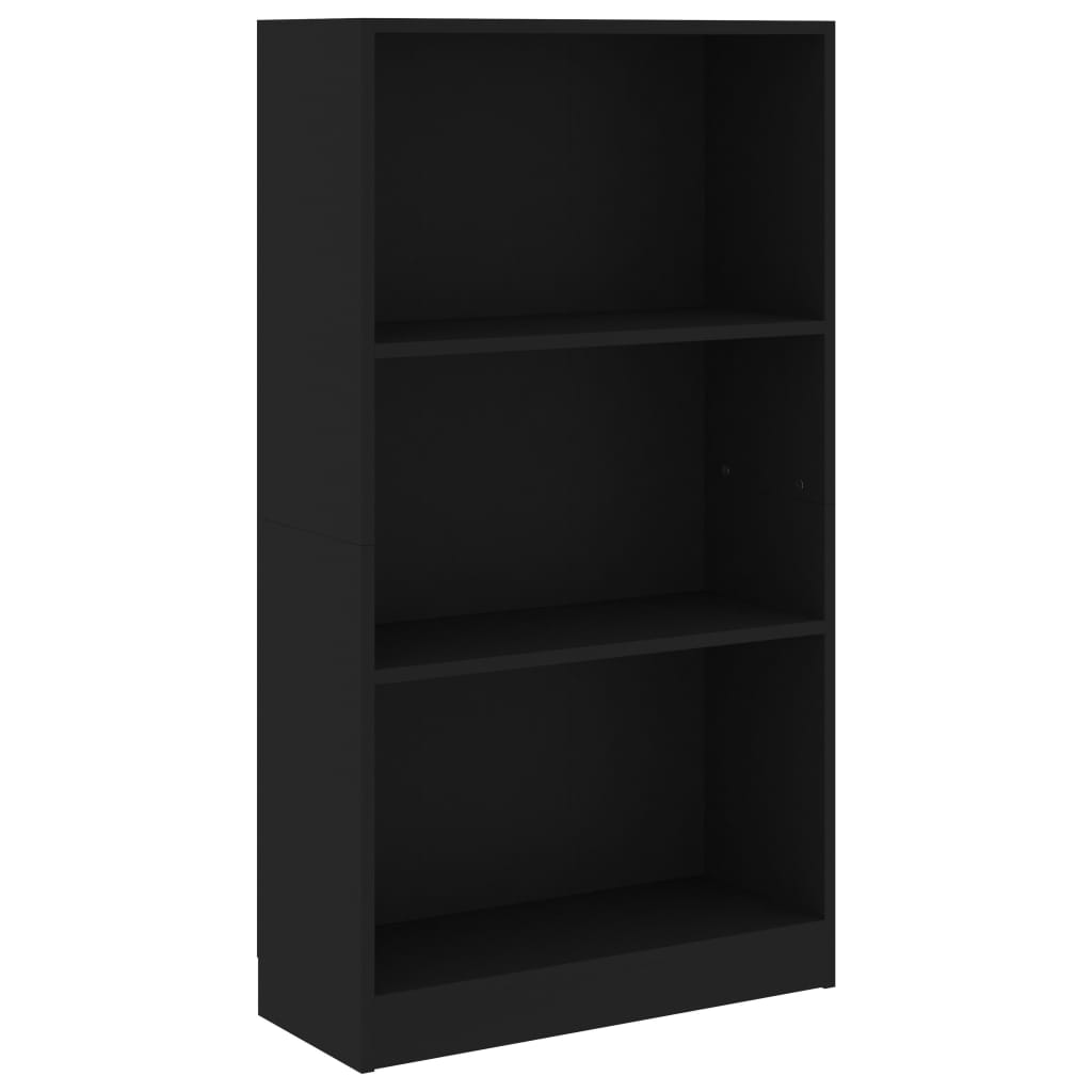 vidaXL Libreria a 3 Ripiani Nera 60x24x109 cm in Legno Multistrato
