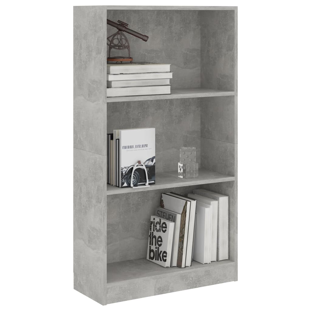 vidaXL Libreria a 3 Ripiani Cemento 60x24x109 cm in Legno Multistrato