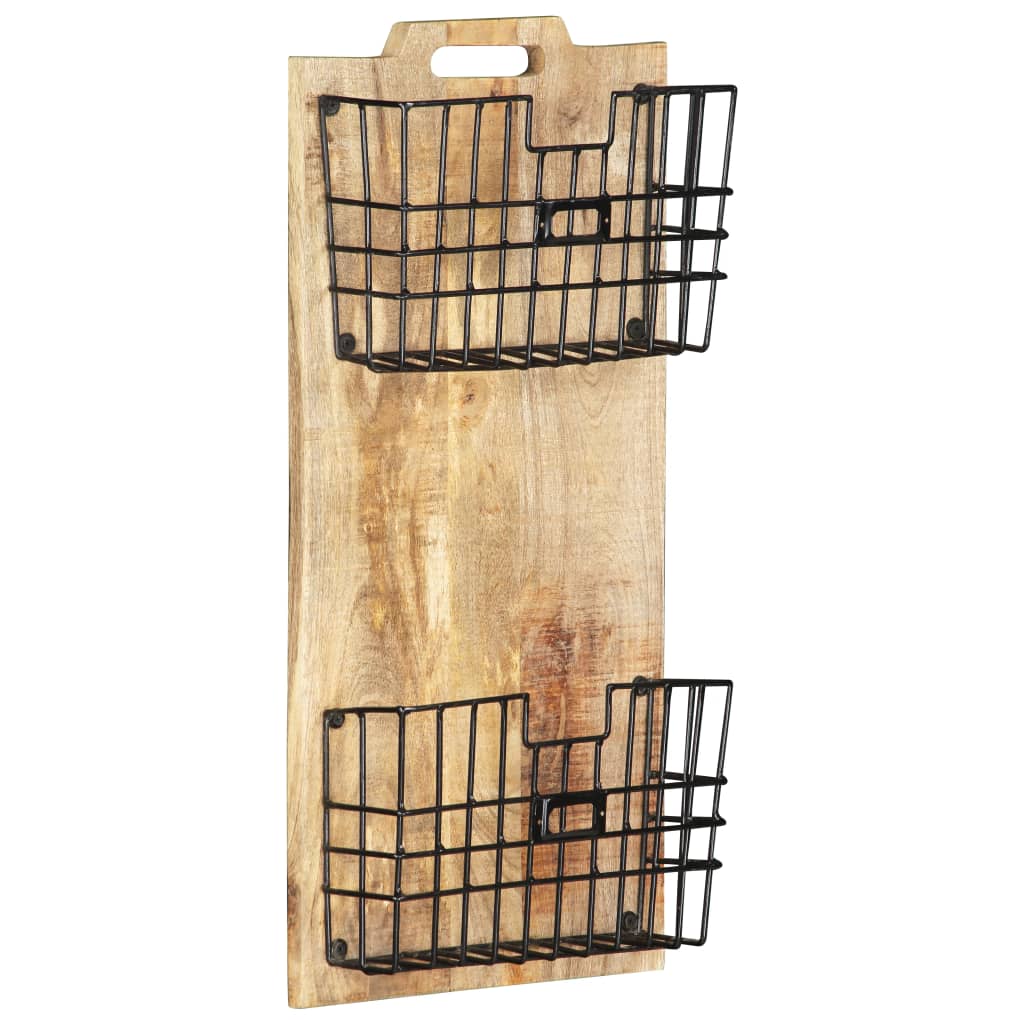 vidaXL Portariviste a Parete 33x10x67 cm in Massello di Mango Grezzo