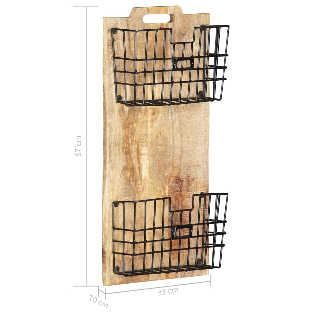 vidaXL Portariviste a Parete 33x10x67 cm in Massello di Mango Grezzo